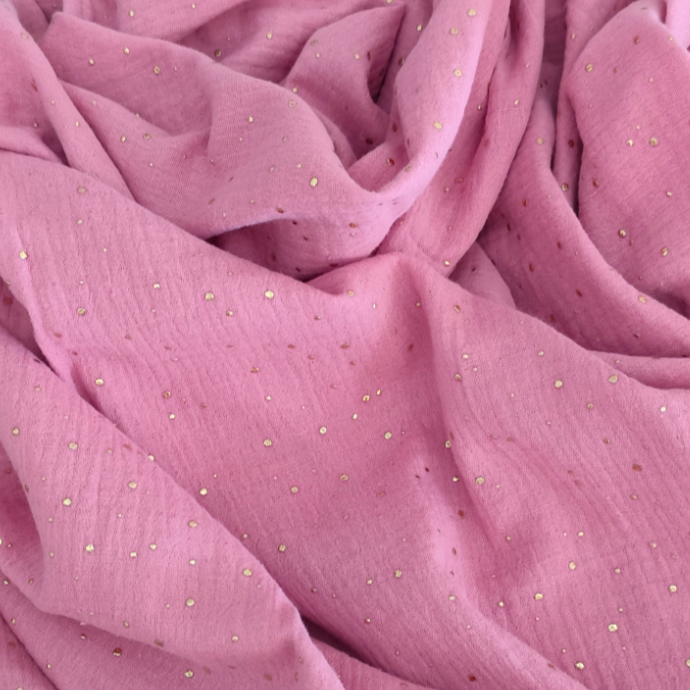 Manta de Pêlo Rosa Salpicos Dourados