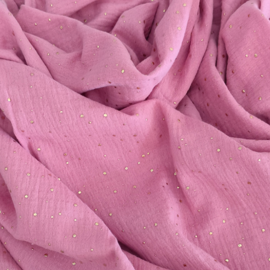 Manta de Pêlo Rosa Salpicos Dourados
