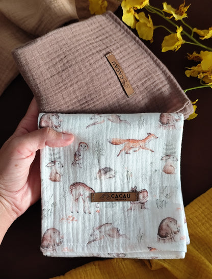 Conjunto Fraldinhas Animais do Bosque e Chocolate