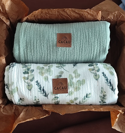 Conjunto Swaddles Eucalipto e Menta