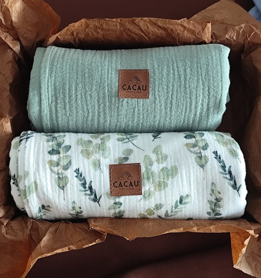 Conjunto Swaddles Eucalipto e Menta