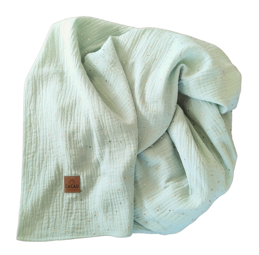 Swaddle Menta Claro Salpicos Dourados